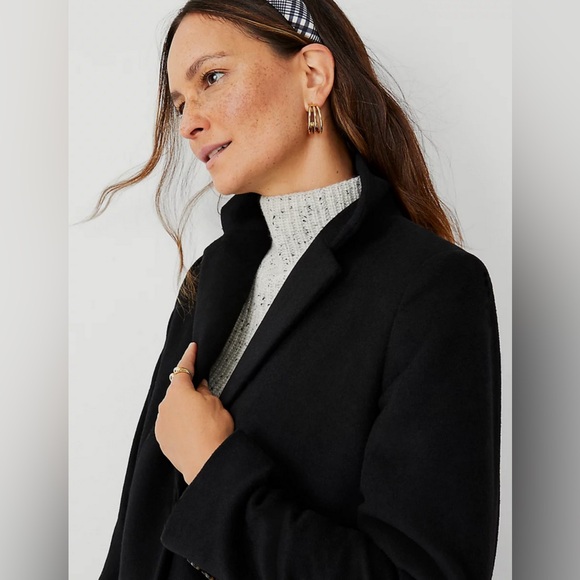 ♣️Ann Taylor Wool Chesterfield Coat in Black, M, NWOT✨ - Picture 5 of 8